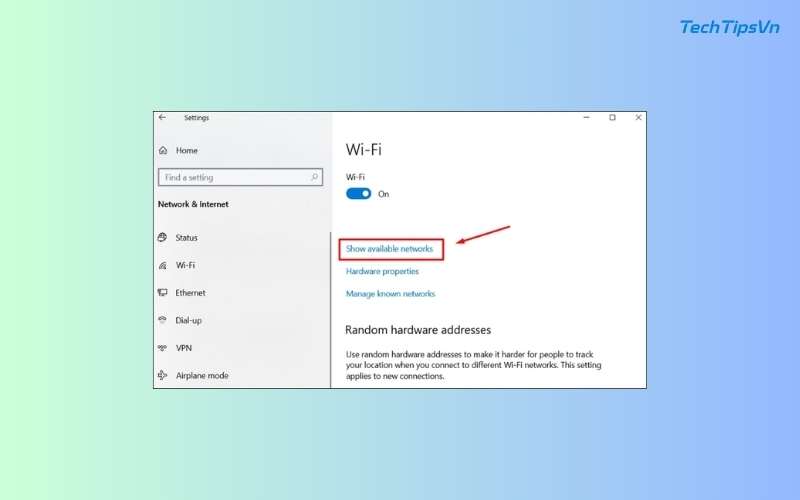 Hướng dẫn cách cài WiFi cho laptop Dell đơn giản nhanh chóng Nhấn chọn Show Available Networks