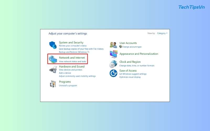 Hướng dẫn cách cài WiFi cho laptop Dell đơn giản nhanh chóng Tiếp theo chọn Network and Internet