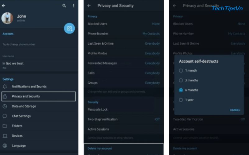 Cách hủy hoặc xóa tài khoản Telegram nhanh chóng, vĩnh viễn Bạn có thể lựa chọn thời gian xóa tài khoản