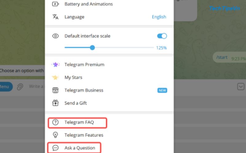 Tài khoản Telegram bị khóa? Cách khôi phục nhanh nhất Bạn vào Setting và nhấp vào ô Telegram FAQ hoặc Ask a question