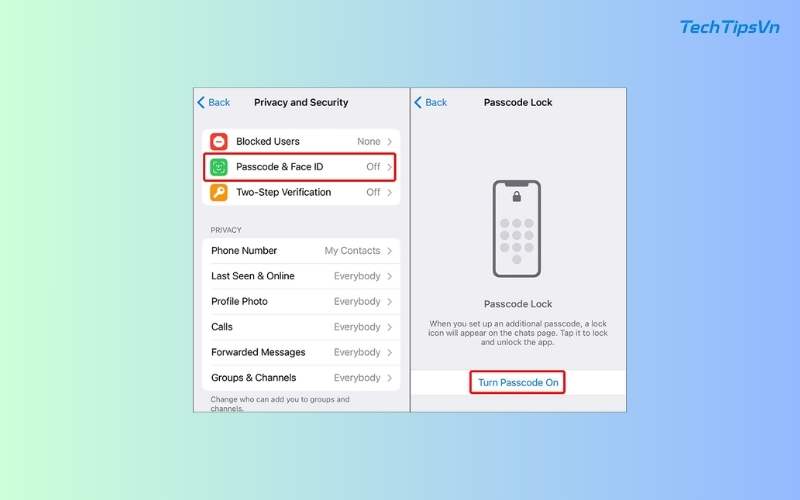 Hướng dẫn bảo mật Telegram để tránh rò rỉ thông tin cá nhân Nhấn Mã khóa & Face ID