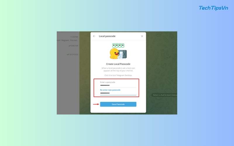 Hướng dẫn bảo mật Telegram để tránh rò rỉ thông tin cá nhân Nhấn Lưu mã khóa (Save Passcode).