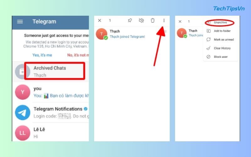 Cách ẩn trò chuyện trong Telegram trên điện thoại, PC cực dễ Cách thoát ẩn trò chuyện trong Telegram trên điện thoại