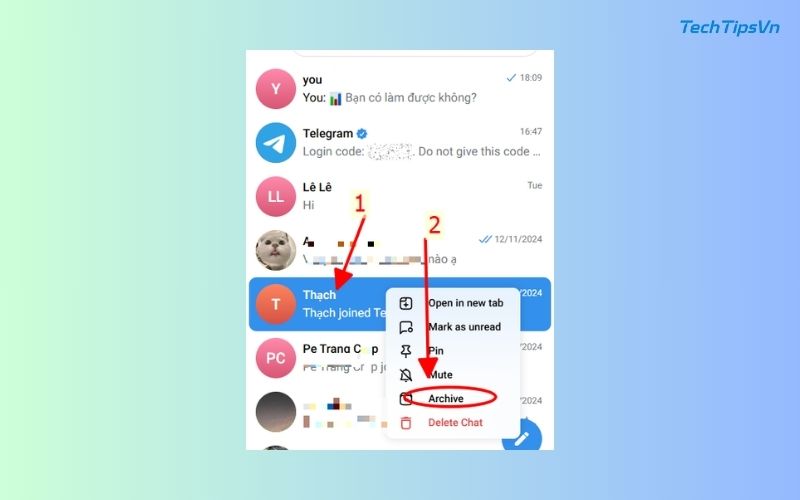 Cách ẩn trò chuyện trong Telegram trên điện thoại, PC cực dễ Cách ẩn trò chuyện trong Telegram trên PC