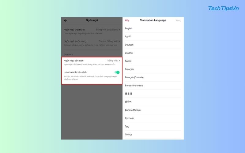 Cách bật dịch phụ đề tự động trên TikTok giúp bạn hiểu nội dung dễ dàng Cài đặt ngôn ngữ bản dịch