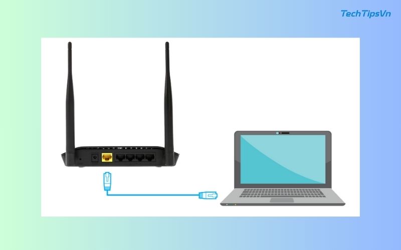 Cắm dây mạng (LAN) từ router vào máy tính