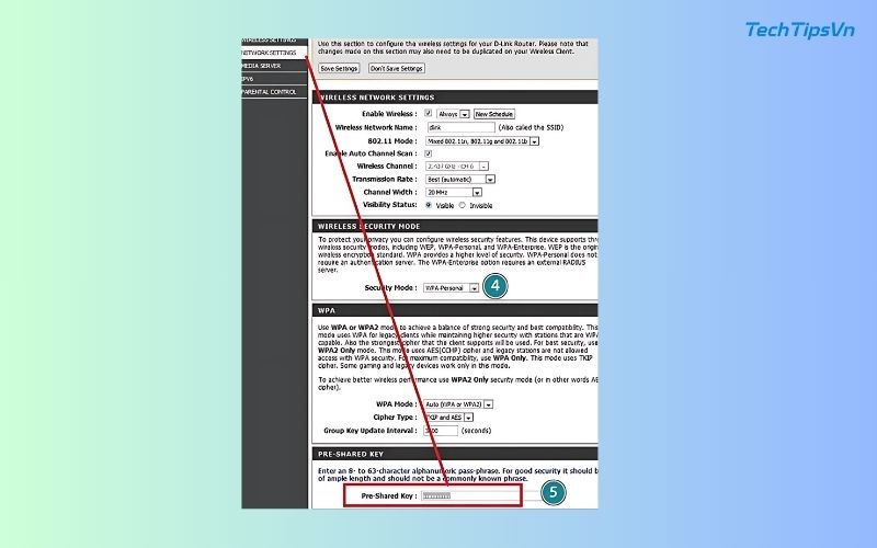 Tại cùng mục Wireless Settings