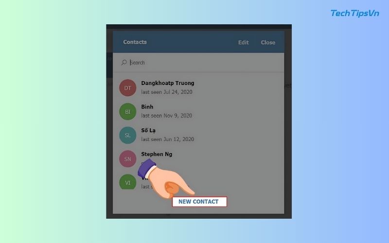 Top 4 cách kết bạn trên telegram dành cho người mới bắt đầu Nhấn vào nút “New Contact”