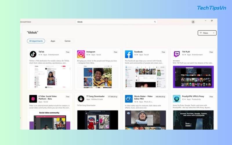Hướng dẫn chi tiết cách tải TikTok PC nhanh, đơn giản nhất Nhập từ khóa TikTok