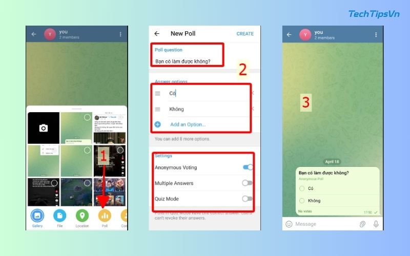 Cách tạo cuộc thăm dò ý kiến trên Telegram trên điện thoại, PC Cách tạo cuộc thăm dò ý kiến trên Telegram ở điện thoại