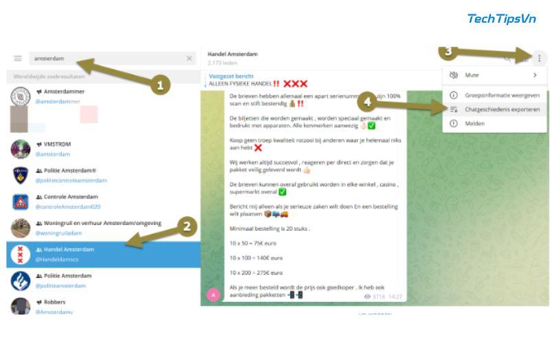 Lấy lại tài khoản Telegram bị mất số điện thoại nhanh chóng Ở góc phải cuộc trò chuyện bạn có thể chỉnh tính năng lưu thông tin trên Telegram desktop