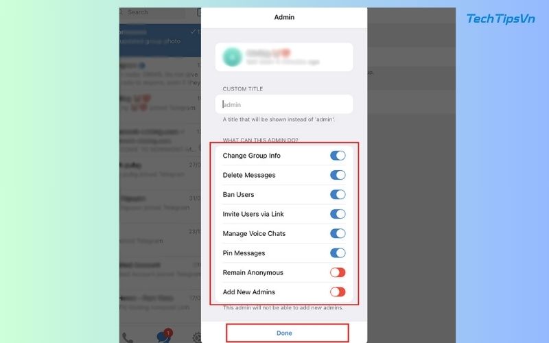 Tạo nhóm Telegram: Bước đơn giản để kết nối với mọi người Cấp quyền cho Admin
