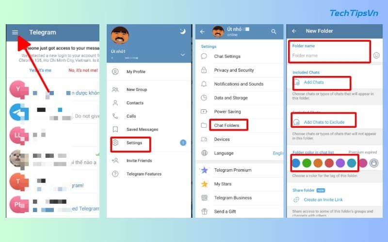 Cách tạo thư mục trò chuyện trên Telegram siêu đơn giản Cách tạo thư mục trò chuyện trên Telegram ở điện thoại