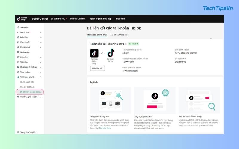 Cách đăng ký làm Affiliate TikTok Shop chi tiết, đầy đủ từ A–Z Liên kết tài khoản: Một lưu ý nhỏ trong cách đăng ký làm Affiliate TikTok Shop