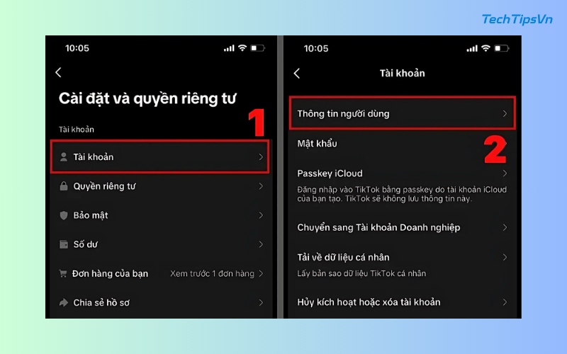 Kiểm tra năm sinh TikTok trong cài đặt tài khoản