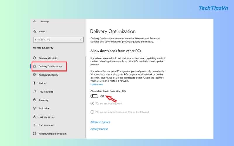 Truy cập Delivery Optimization