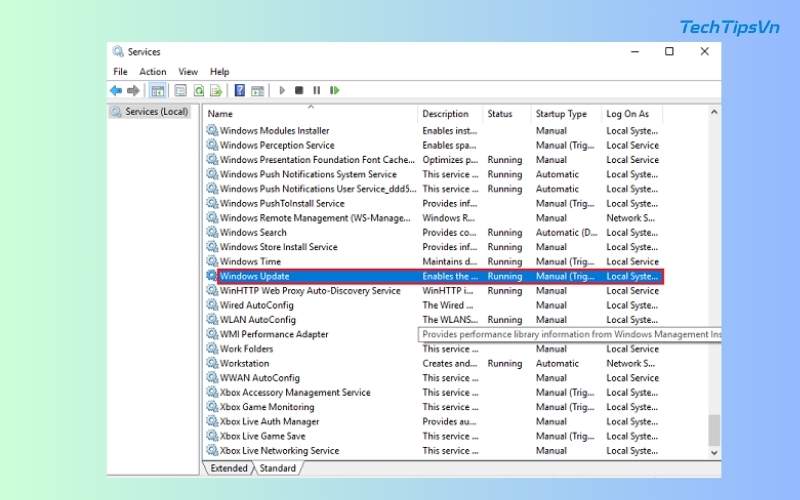 Vào mục Windows Updates
