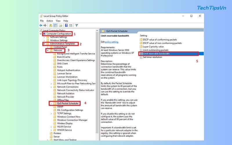 Click lần lượt vào các mục