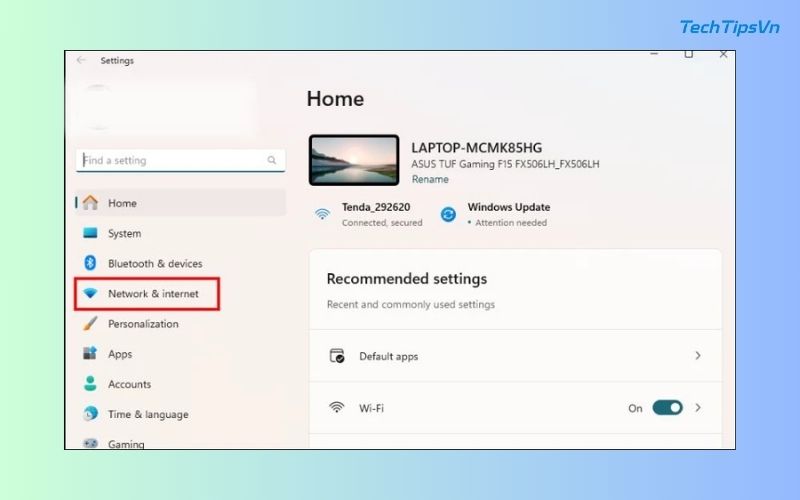 13 cách tăng tốc độ wifi cho laptop Win 11 đơn giản bạn nên thử Mở Settings > Network & Internet