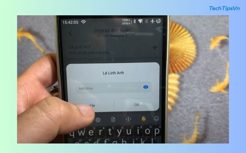 Cách cài đặt bộ kích sóng wifi Xiaomi Gen 2 chi tiết, dễ hiểu Nhập mật khẩu wifi cần kích hoạt