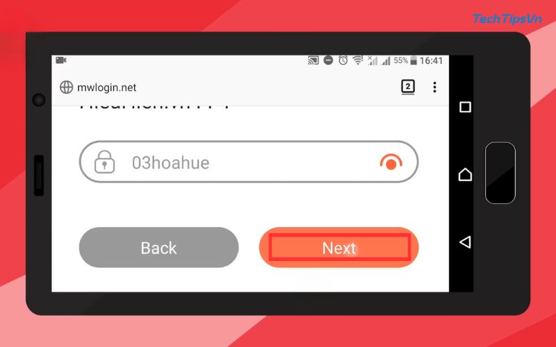 Nhập mật khẩu của mạng wifi gốc và bấm "Next"