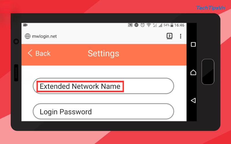 Chọn Extended Network Name để đổi lại tên mạng wifi mở rộng