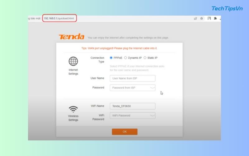 Hướng dẫn cài đặt kích sóng Wifi Tenda N300đơn giản Mở trình duyệt và nhập địa chỉ IP