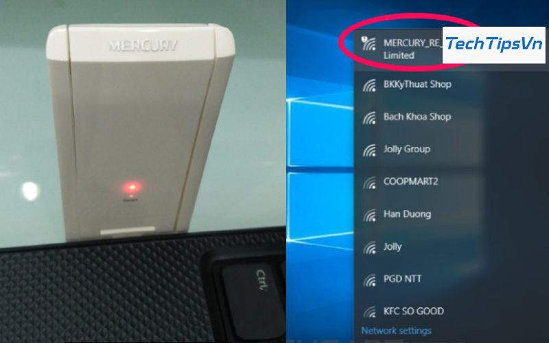 Hướng dẫn cài đặt kích wifi Mercury MW302RE đơn giản tại nhà Bước 3: Kết nối với sóng WiFi mặc định của thiết bị