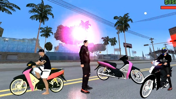 Giao diện GTA San Andreas với các phương tiện được tùy chỉnh bằng mod