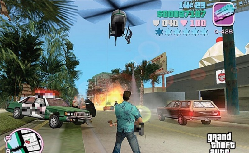 Vì sao GTA Vice City vẫn được người dùng quan tâm đến nay? Giao diện GTA Vice City với bối cảnh thành phố náo loạn