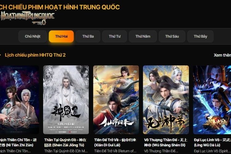 Lịch chiếu phim hoạt hình 3D Trung Quốc